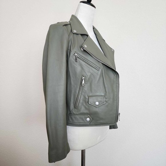Rebecca Minkoff Grey Wes Moto Leather Jacket - Size S - Picture 5 of 11